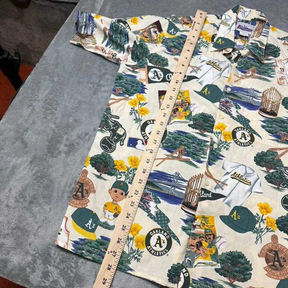 VTG Reyn Spooner Shirt Mens M Oakland‎ Athletics MLB Hawaiian Sportswear RARE - Picture 8 of 8